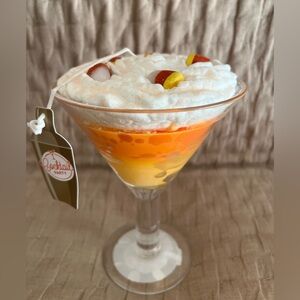 NWT Candy Corn Lane Halloween Triple Layered Candy Corn Martini Glass Candle